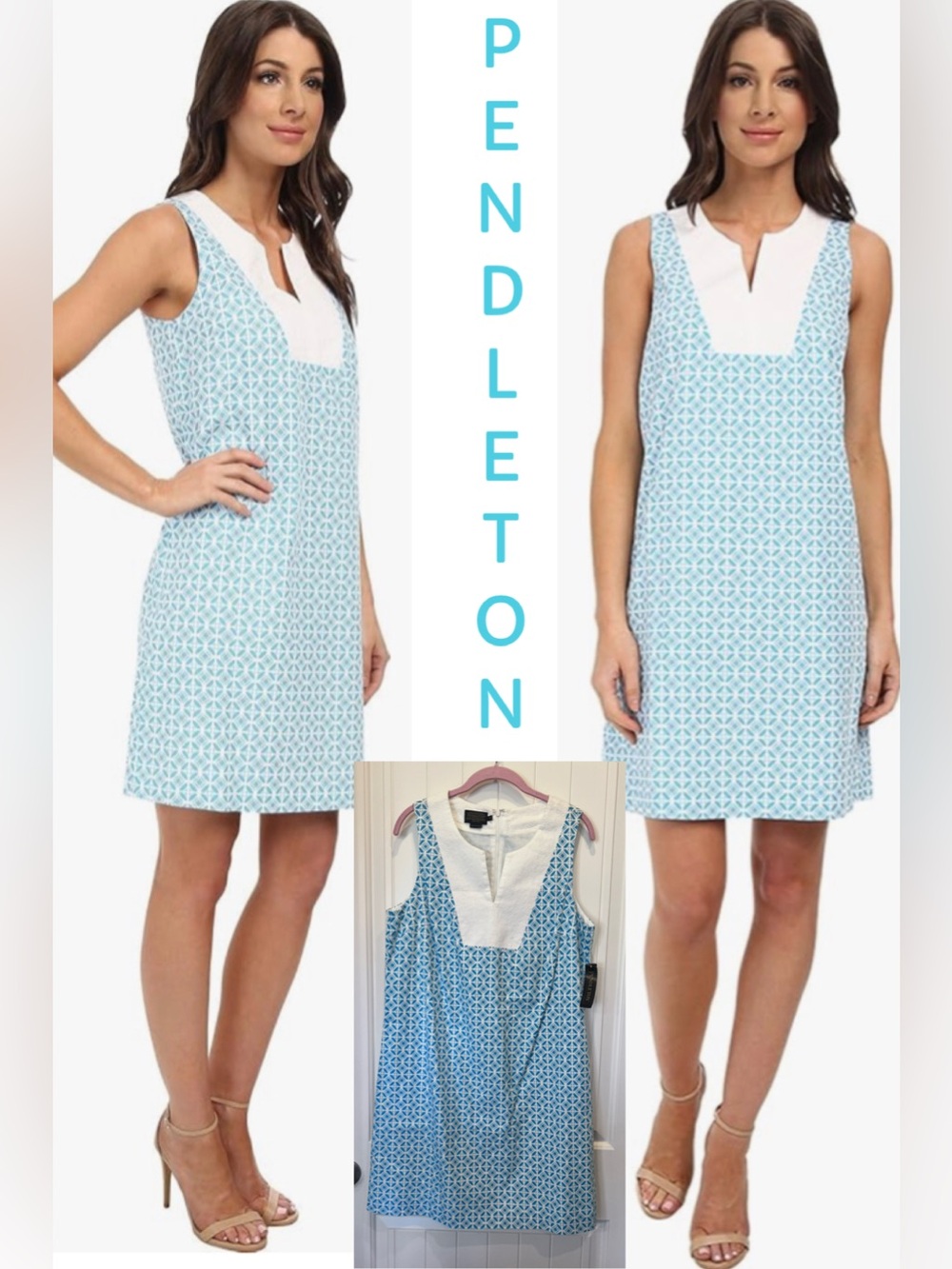 NWT Pendleton Vista Retro Shift Dress Zip up back 100% Cotton Sz 12